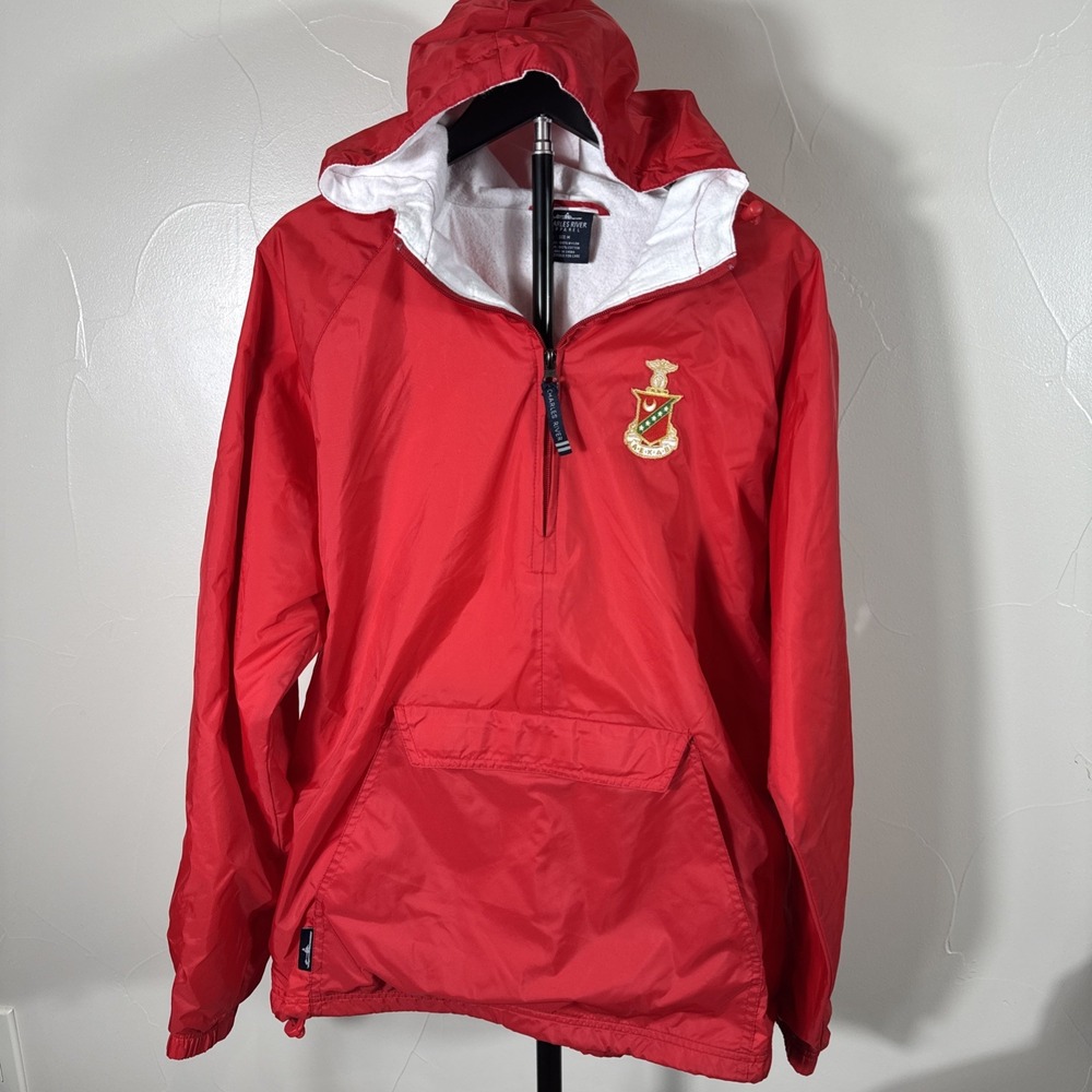 AEKAB Charles River Light Jacket Mens M Red Kangaroo Pockets‎ 1/2 Zip Hood